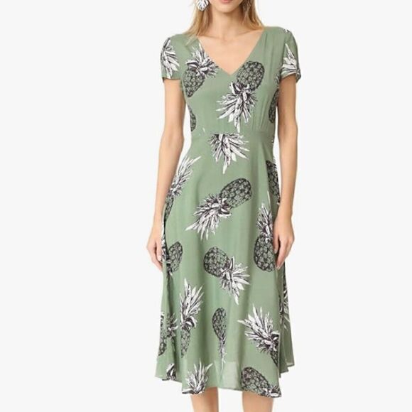 BB Dakota S CottageCore Bow 40s Pineapple Flowy Coquette Summer Dress MilkMaid - Picture 2 of 10